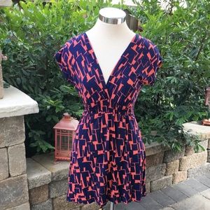 Paisley & Ivy Mini Blue Orange Sleeve Dress